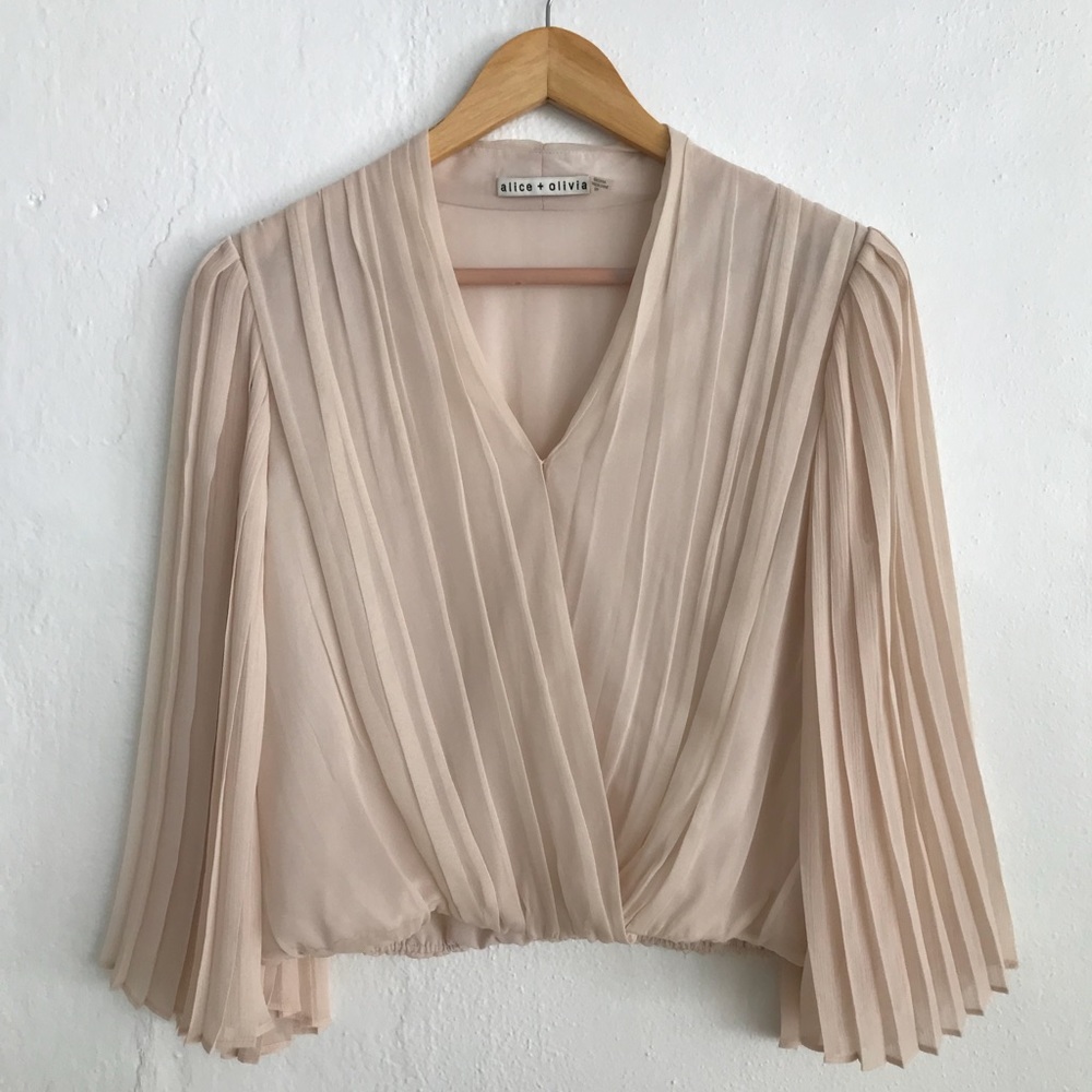 Alice + Olivia blush pink long sleeve blouse